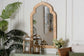 bali & pari Plautilla Natural Rattan Arched Wall Mirror - Decorative Hand Wrapped Wicker Accent Mirror for Entryway, Bedroom, or Living Room