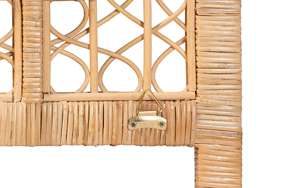 bali & pari Hekima Natural Rattan Standalone Headboard - Coastal Boho Style Handwoven Wicker Bed Backdrop, Queen