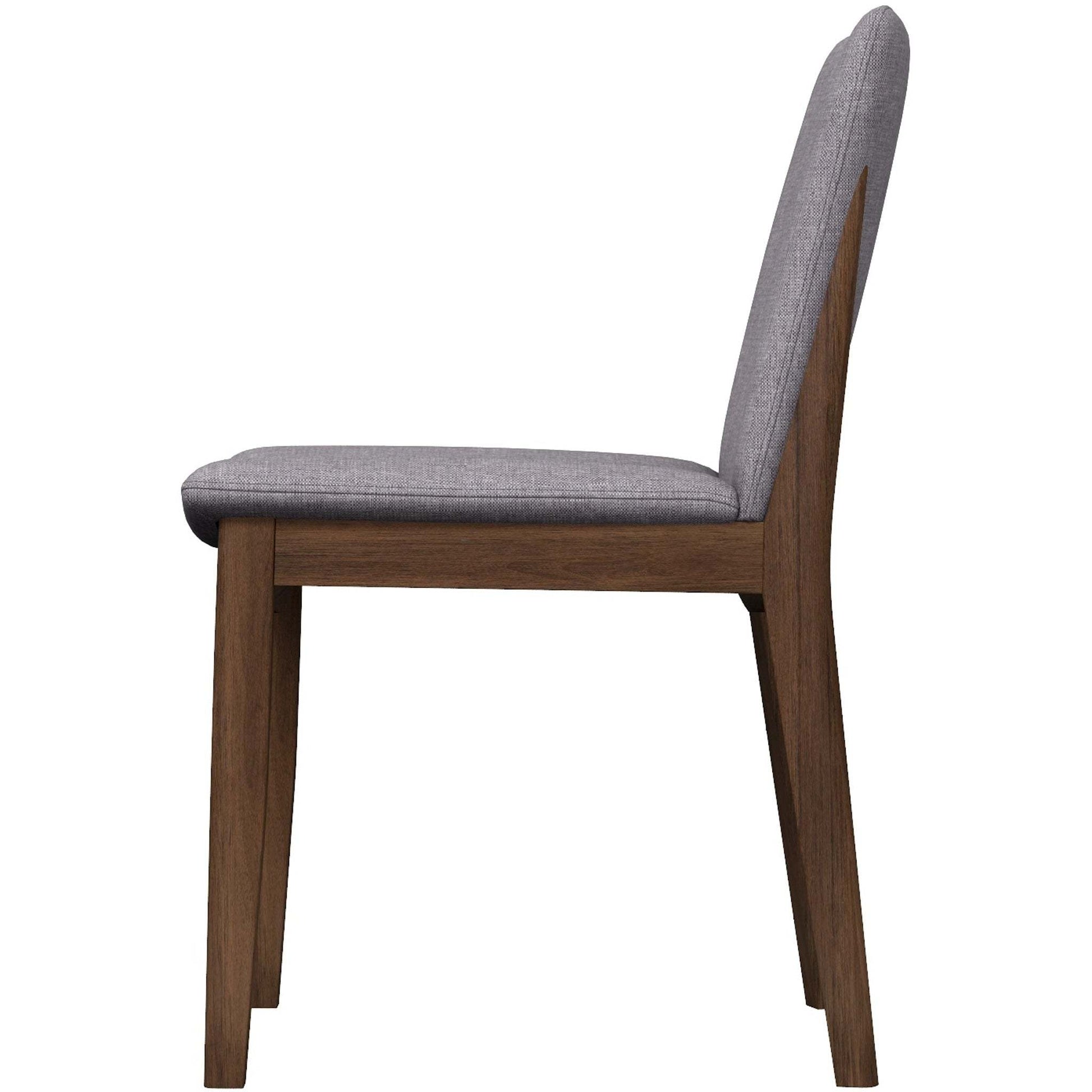 Modern dining chair with gray upholstered seat and wooden frame from FredCo International