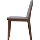Modern dining chair with gray upholstered seat and wooden frame from FredCo International