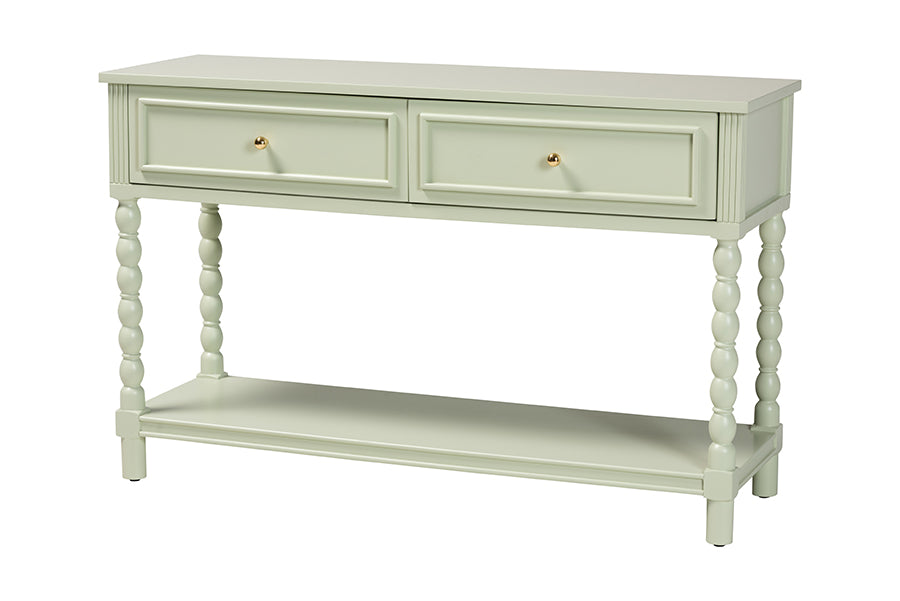 bali & pari Karnia Console Table with Spindle Legs - 2-Drawer Accent Table with Turned Detailing and Open Shelf Storage for Living Room, Hallway, or Bedroom