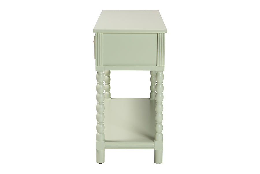 bali & pari Karnia Console Table with Spindle Legs - 2-Drawer Accent Table with Turned Detailing and Open Shelf Storage for Living Room, Hallway, or Bedroom