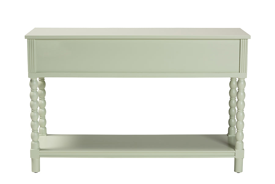 bali & pari Karnia Console Table with Spindle Legs - 2-Drawer Accent Table with Turned Detailing and Open Shelf Storage for Living Room, Hallway, or Bedroom