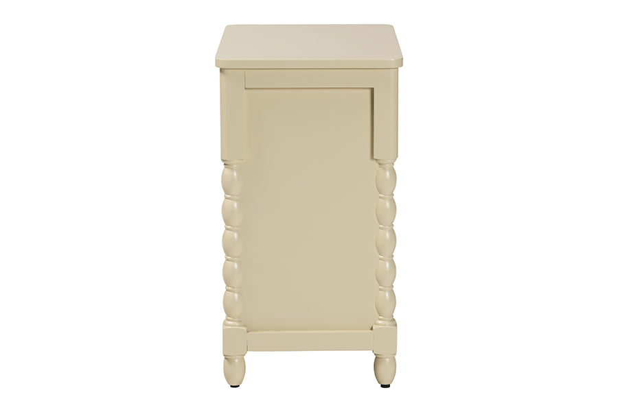 bali & pari Kyla Nightstand with Spindle Legs - 3-Drawer Bedside Table with Turned Detailing and Inset Paneling