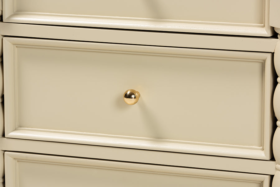 bali & pari Kyla Nightstand with Spindle Legs - 3-Drawer Bedside Table with Turned Detailing and Inset Paneling