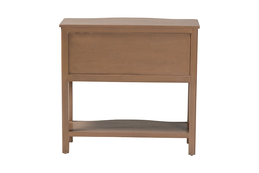 bali & pari Kelila Console Table with Curved Front - 2-Drawer Entryway Table with Open Shelf and Sculpted Apron for Living Room or Hallway
