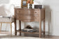 bali & pari Kelila Console Table with Curved Front - 2-Drawer Entryway Table with Open Shelf and Sculpted Apron for Living Room or Hallway