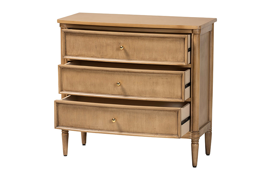 bali & pari Karmel Chest - 3-Drawer Storage Chest with Curved Front and Tapered Legs for Bedroom