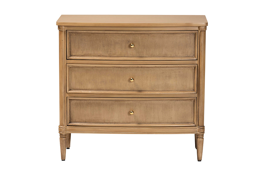 bali & pari Karmel Chest - 3-Drawer Storage Chest with Curved Front and Tapered Legs for Bedroom