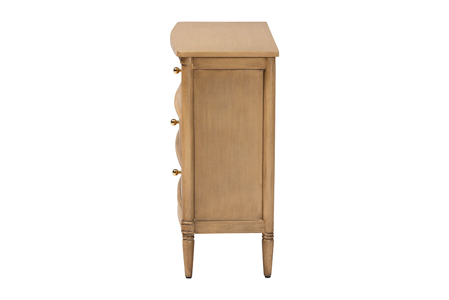 bali & pari Karmel Chest - 3-Drawer Storage Chest with Curved Front and Tapered Legs for Bedroom