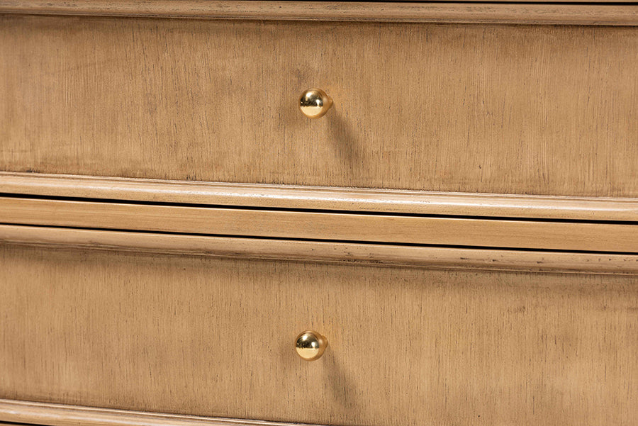 bali & pari Karmel Chest - 3-Drawer Storage Chest with Curved Front and Tapered Legs for Bedroom