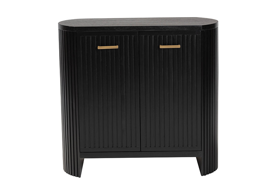 bali & pari Keshet Fluted Wood Storage Cabinet - 2-Door Accent Cabinet with Vertical Slat Panels and Metal Door Pulls for Living Room or Entryway