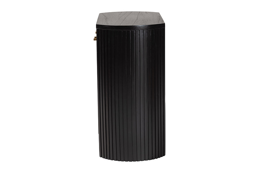 bali & pari Keshet Fluted Wood Storage Cabinet - 2-Door Accent Cabinet with Vertical Slat Panels and Metal Door Pulls for Living Room or Entryway