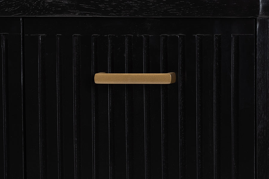 bali & pari Keshet Fluted Wood Storage Cabinet - 2-Door Accent Cabinet with Vertical Slat Panels and Metal Door Pulls for Living Room or Entryway