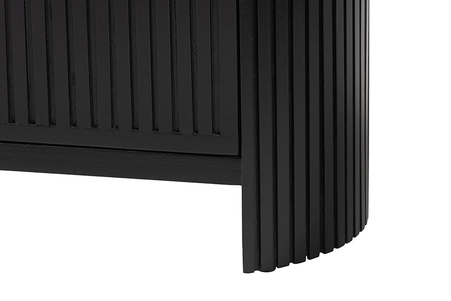 bali & pari Keshet Fluted Wood Storage Cabinet - 2-Door Accent Cabinet with Vertical Slat Panels and Metal Door Pulls for Living Room or Entryway