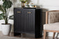 bali & pari Keshet Fluted Wood Storage Cabinet - 2-Door Accent Cabinet with Vertical Slat Panels and Metal Door Pulls for Living Room or Entryway