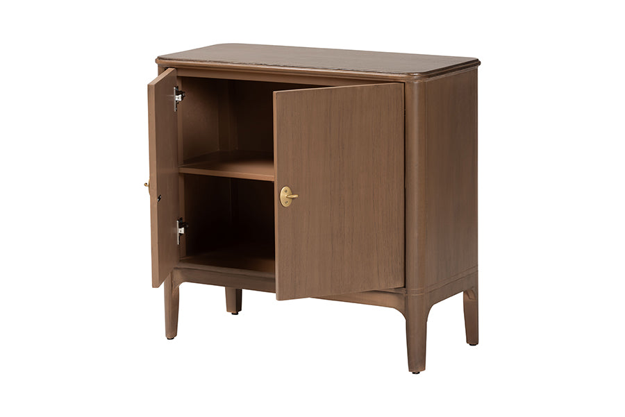 bali & pari Latifa Storage Cabinet - 2-Door Accent Cabinet with Rounded Edges and Metal Door Pulls for Living Room or Entryway