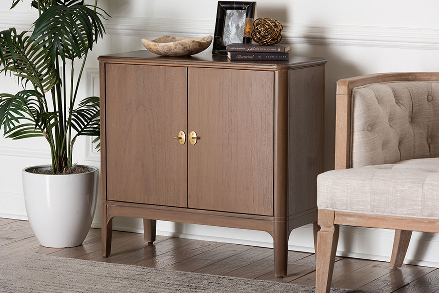 bali & pari Latifa Storage Cabinet - 2-Door Accent Cabinet with Rounded Edges and Metal Door Pulls for Living Room or Entryway