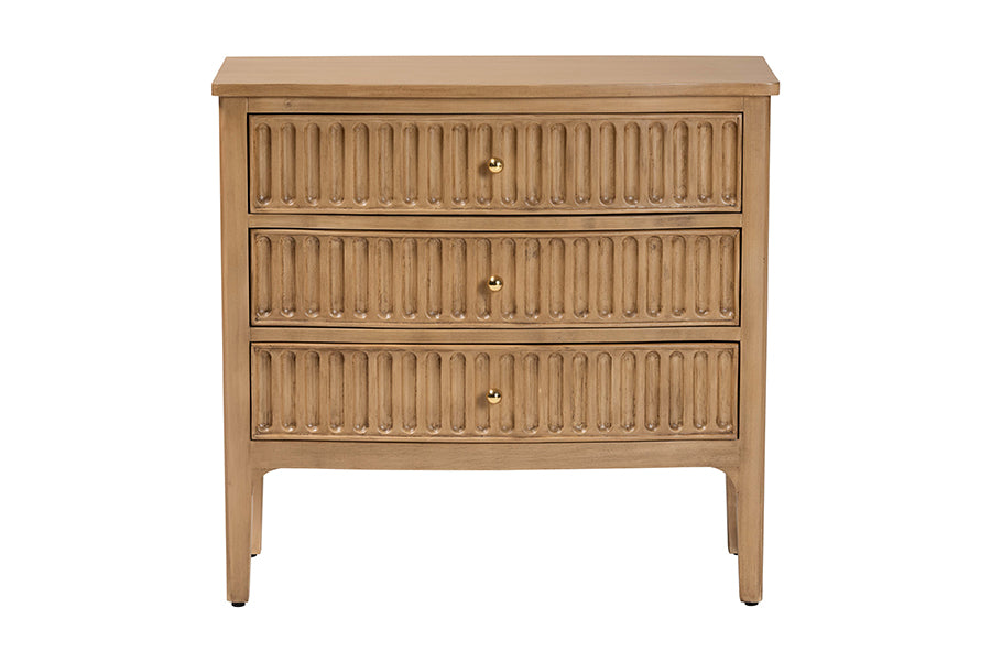 bali & pari Lavi Fluted Wood Chest - 3-Drawer Storage Chest with Textured Drawer Fronts and Round Knobs for Bedroom