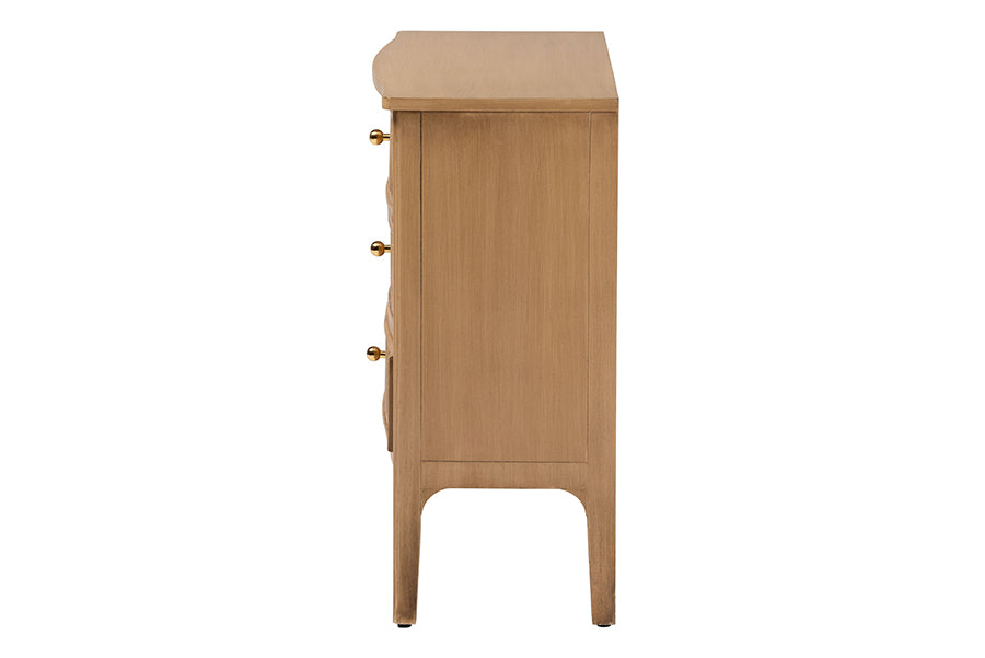 bali & pari Lavi Fluted Wood Chest - 3-Drawer Storage Chest with Textured Drawer Fronts and Round Knobs for Bedroom