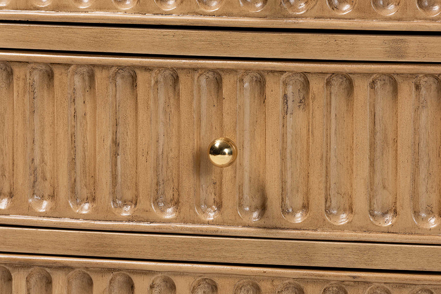 bali & pari Lavi Fluted Wood Chest - 3-Drawer Storage Chest with Textured Drawer Fronts and Round Knobs for Bedroom