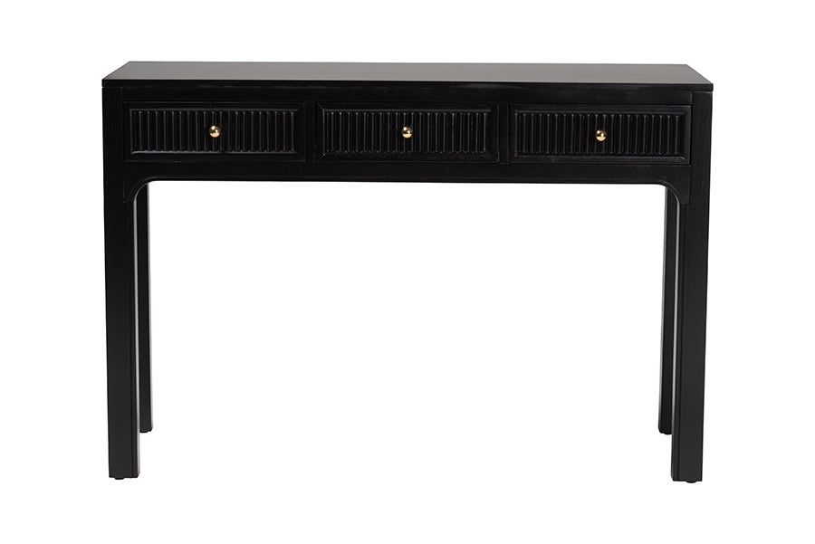 bali & pari Leah Console Table - 3-Drawer Accent Table with Fluted Wood Detailing for Living Room, Hallway, or Entryway