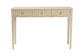 bali & pari Leeba Console Table - 3-Drawer Accent Table with Fluted Wood and Scalloped Framing for Living Room, Hallway, or Entryway