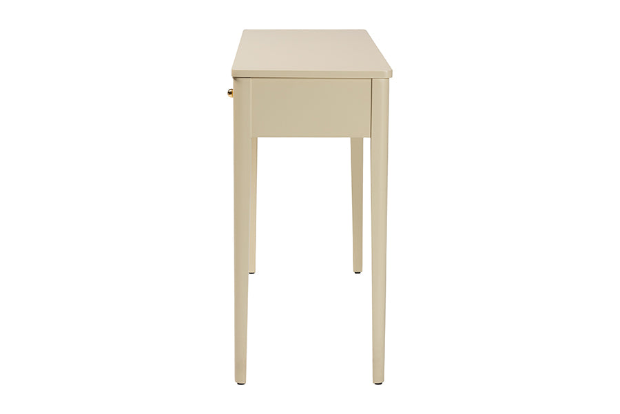 bali & pari Leeba Console Table - 3-Drawer Accent Table with Fluted Wood and Scalloped Framing for Living Room, Hallway, or Entryway