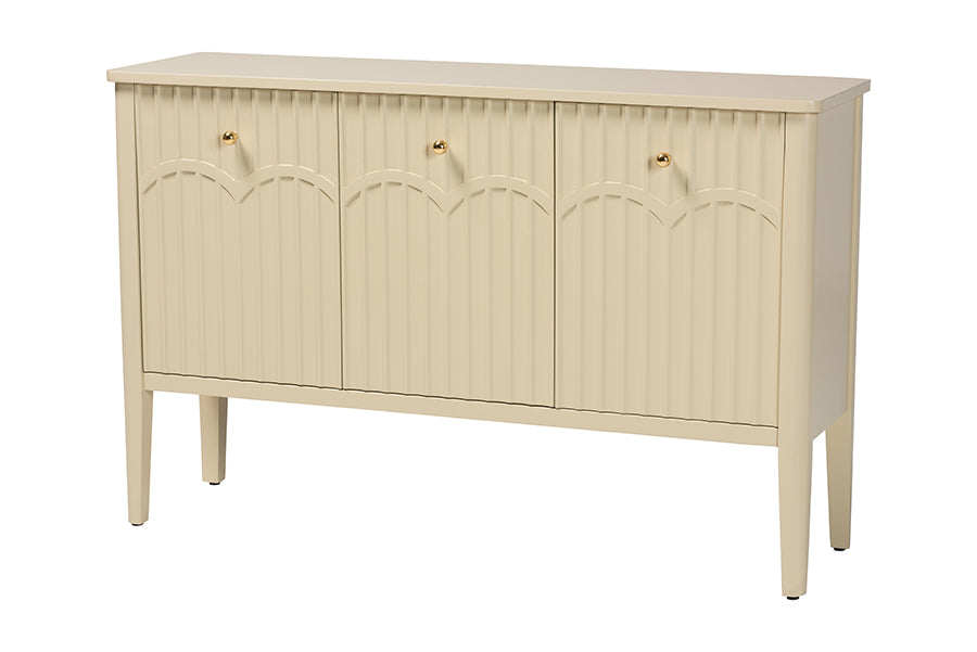 bali & pari Leeba Sideboard - Modern Storage Buffet Console with Fluted Wood and Scalloped Molding for Kitchen or Dining Room