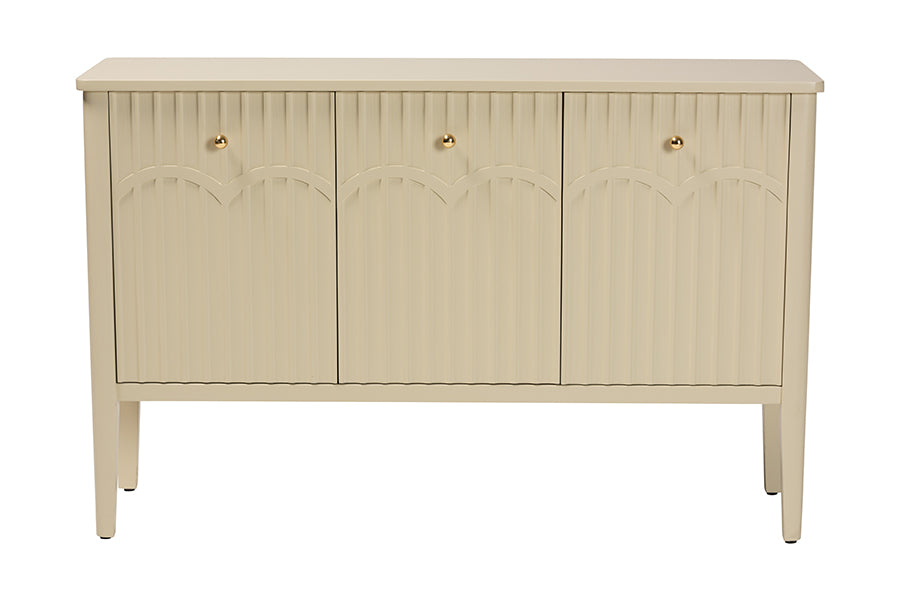 bali & pari Leeba Sideboard - Modern Storage Buffet Console with Fluted Wood and Scalloped Molding for Kitchen or Dining Room