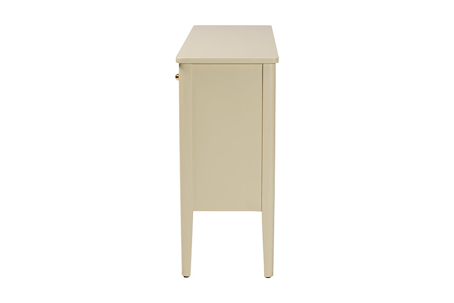 bali & pari Leeba Sideboard - Modern Storage Buffet Console with Fluted Wood and Scalloped Molding for Kitchen or Dining Room