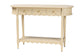 bali & pari Liba Console Table - 3-Drawer Accent Table with Scalloped Detailing and Open Shelf Storage for Hallway, Entryway, or Living Room