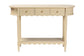 bali & pari Liba Console Table - 3-Drawer Accent Table with Scalloped Detailing and Open Shelf Storage for Hallway, Entryway, or Living Room