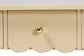 bali & pari Liba Console Table - 3-Drawer Accent Table with Scalloped Detailing and Open Shelf Storage for Hallway, Entryway, or Living Room