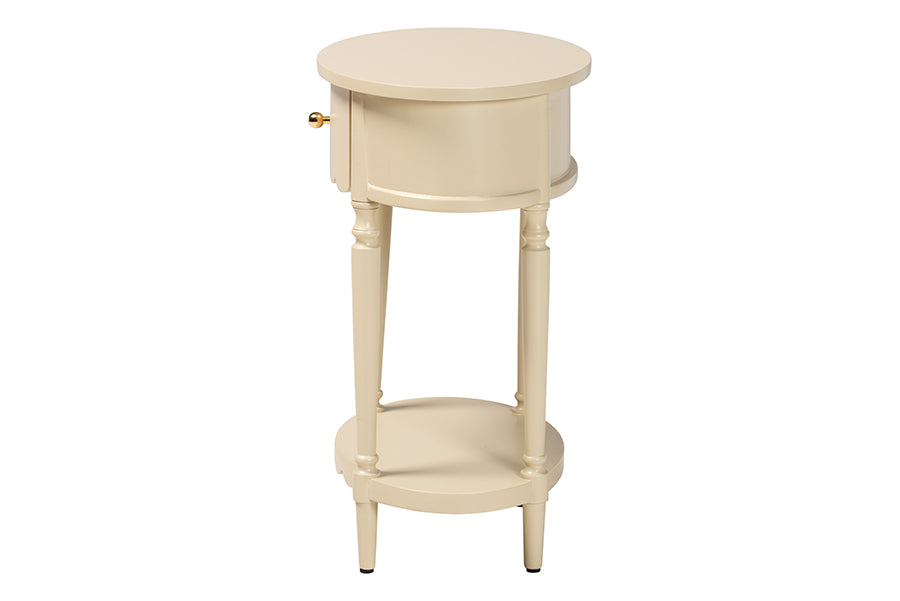 bali & pari Liba End Table - 1-Drawer Accent Table with Scalloped Detailing and Open Shelf Storage for Hallway, Entryway, and Living Room