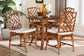 bali & pari Simon Marbled Tortoise Natural Rattan 5-Piece Dining Set - Handwoven Wicker Dining Table with Octagonal Top and 4 Matching Chairs Set