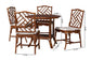 bali & pari Simon Marbled Tortoise Natural Rattan 5-Piece Dining Set - Handwoven Wicker Dining Table with Octagonal Top and 4 Matching Chairs Set