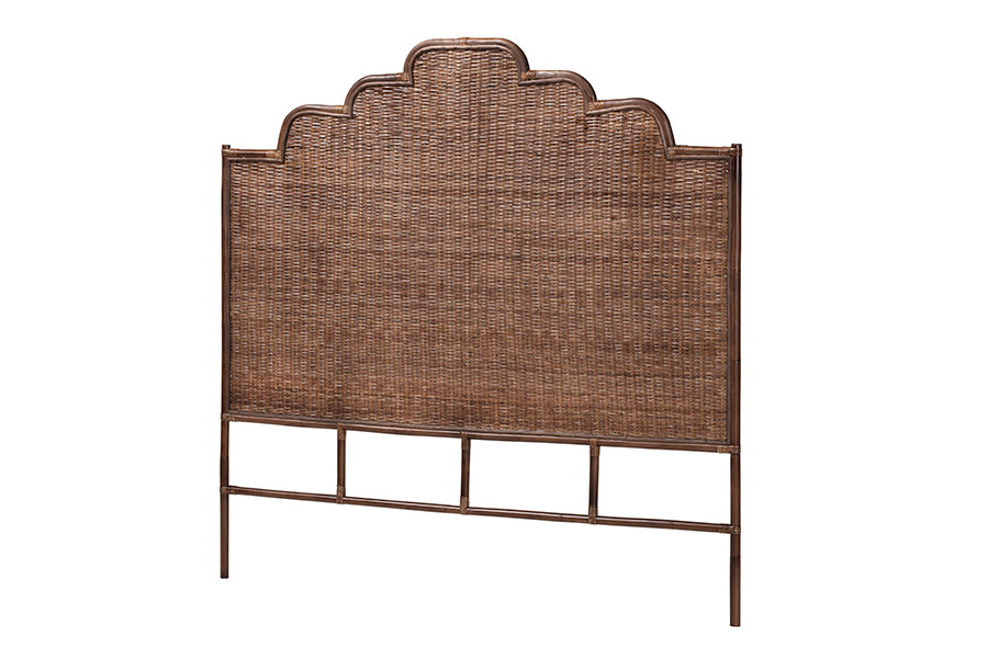 bali & pari Raphaela Natural Rattan Standalone Headboard - Handwoven Wicker Panel Headboard with Stepped Detailing, King