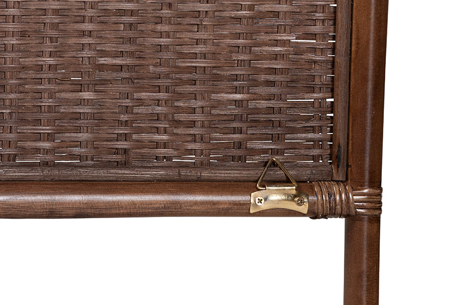 bali & pari Raphaela Natural Rattan Standalone Headboard - Handwoven Wicker Panel Headboard with Stepped Detailing, King