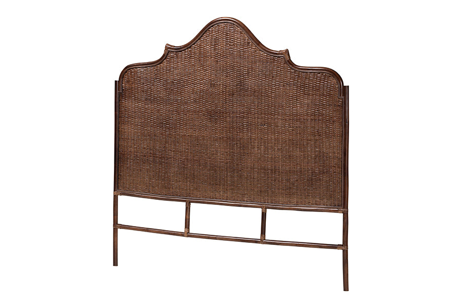 bali & pari Jaelle Natural Rattan Standalone Headboard - Handwoven Wicker Panel Headboard with Arch Top, Queen