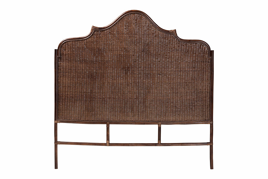 bali & pari Jaelle Natural Rattan Standalone Headboard - Handwoven Wicker Panel Headboard with Arch Top, King