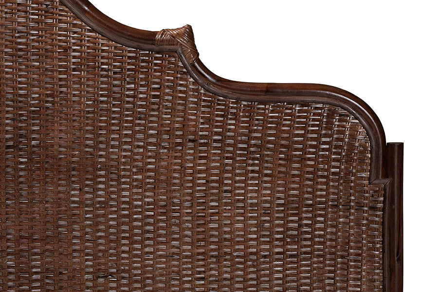 bali & pari Jaelle Natural Rattan Standalone Headboard - Handwoven Wicker Panel Headboard with Arch Top, Queen