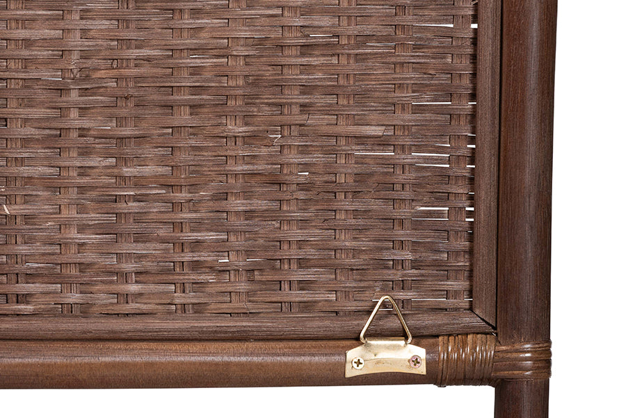 bali & pari Einya Natural Rattan Standalone Headboard - Handwoven Wicker Panel Headboard with Wavy Scalloped Top, Queen