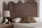 bali & pari Einya Natural Rattan Standalone Headboard - Handwoven Wicker Panel Headboard with Wavy Scalloped Top, King