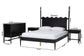 Baxton Studio Brantley Spindle 4-Piece Bedroom Set - Farmhouse Bed Frame with Matching Dresser and 1-Drawer Nightstands, Black, King