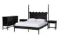 Baxton Studio Brantley Spindle 4-Piece Bedroom Set - Farmhouse Bed Frame with Matching Dresser and 1-Drawer Nightstands, Black, King