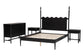 Baxton Studio Brantley Spindle 4-Piece Bedroom Set - Farmhouse Bed Frame with Matching Dresser and 1-Drawer Nightstands, Black, King