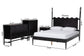 Baxton Studio Brantley Spindle 4-Piece Bedroom Set - Farmhouse Bed Frame with Matching Dresser, Chest, and 1-Drawer Nightstand, Black, King