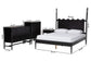 Baxton Studio Brantley Spindle 4-Piece Bedroom Set - Farmhouse Bed Frame with Matching Dresser, Chest, and 1-Drawer Nightstand, Black, King