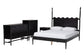 Baxton Studio Brantley Spindle 4-Piece Bedroom Set - Farmhouse Bed Frame with Matching Dresser, Chest, and 1-Drawer Nightstand, Black, Queen